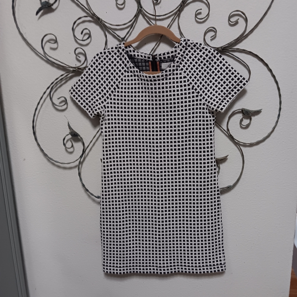 Lou & Grey black and white check stretch cotton blend sheath dress, XS